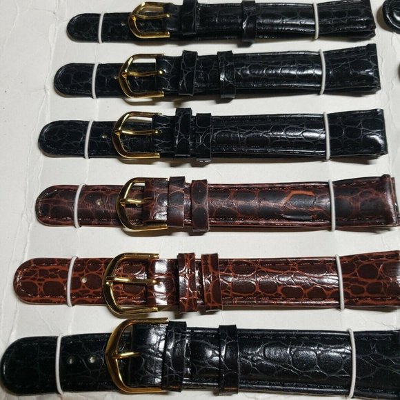 Lot of 12 Genuine Leather Finest Extra Long Bands Brown, Black Texture - Picture 2 of 6